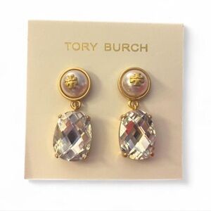 Tory Burch Faux Pearl Crystal Drop Earrings